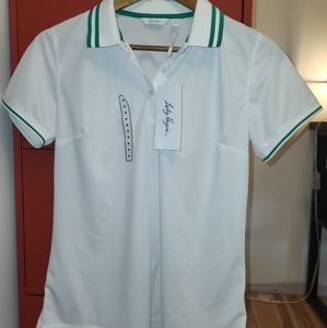 Lady Hagen Golf Polo Size Medium (White with Green Trim)